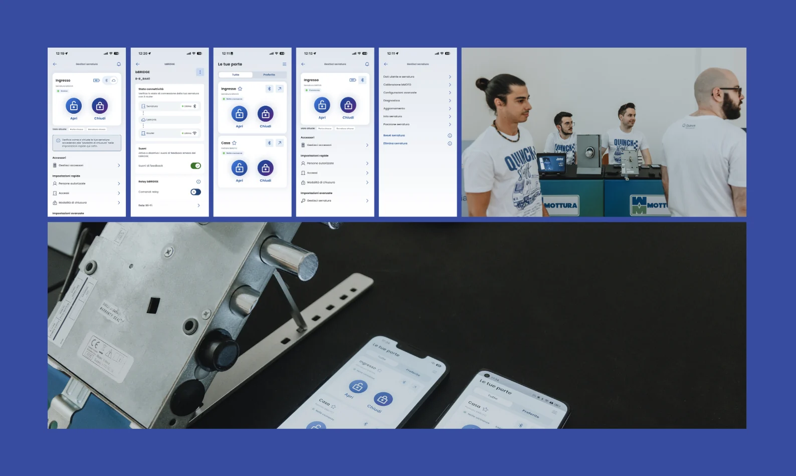 L'app bMOTTURA riscritta in Flutter: gestione di utenti, ospiti e serrature smart Mottura da smartphone, con il team di sviluppo.