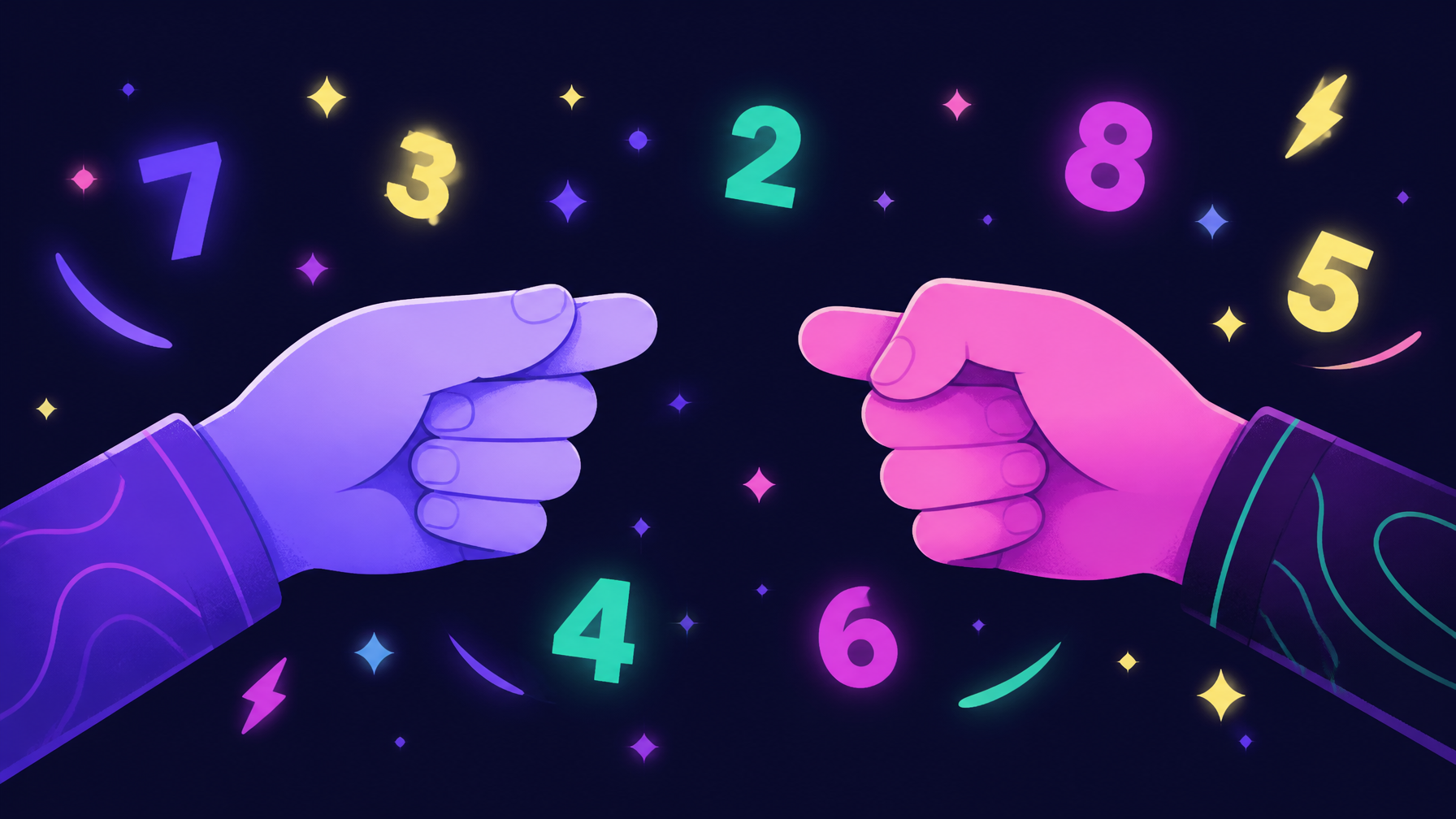 Due mani che scelgono un numero in segreto: il gioco Quanto te la rischi sviluppato da Quinck in Elixir